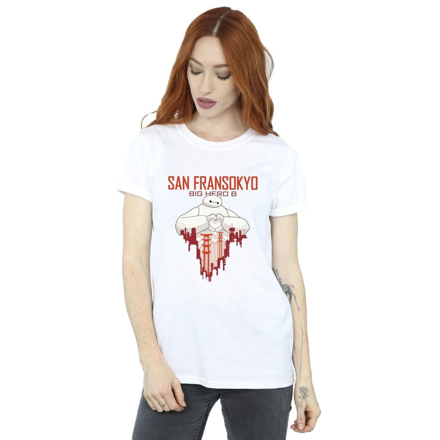 Big Hero 6 Baymax San Fransokyo Heart Cotton Boyfriend T Shirt
