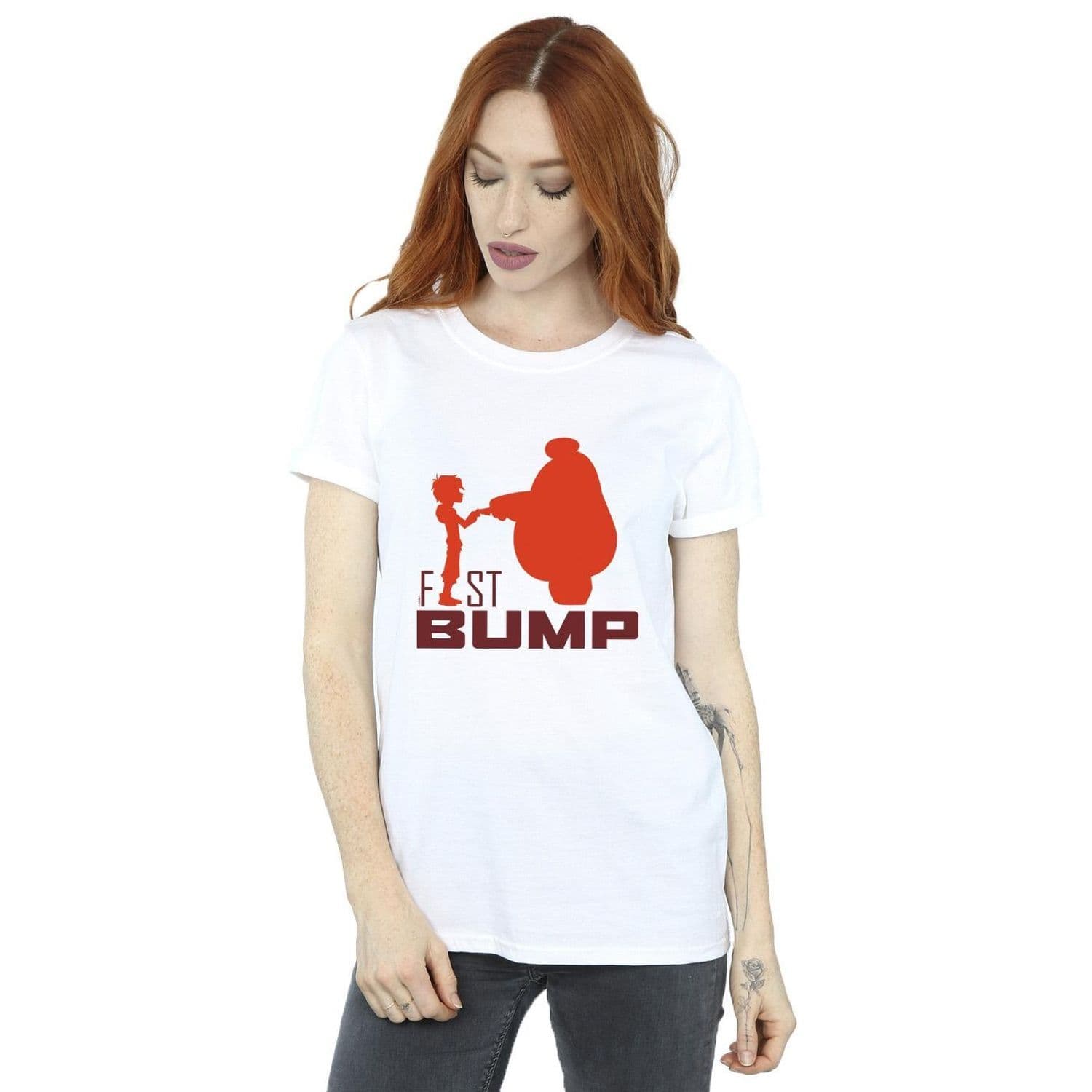 Big Hero 6 Baymax Fist Bump Cutout Cotton Boyfriend T Shirt