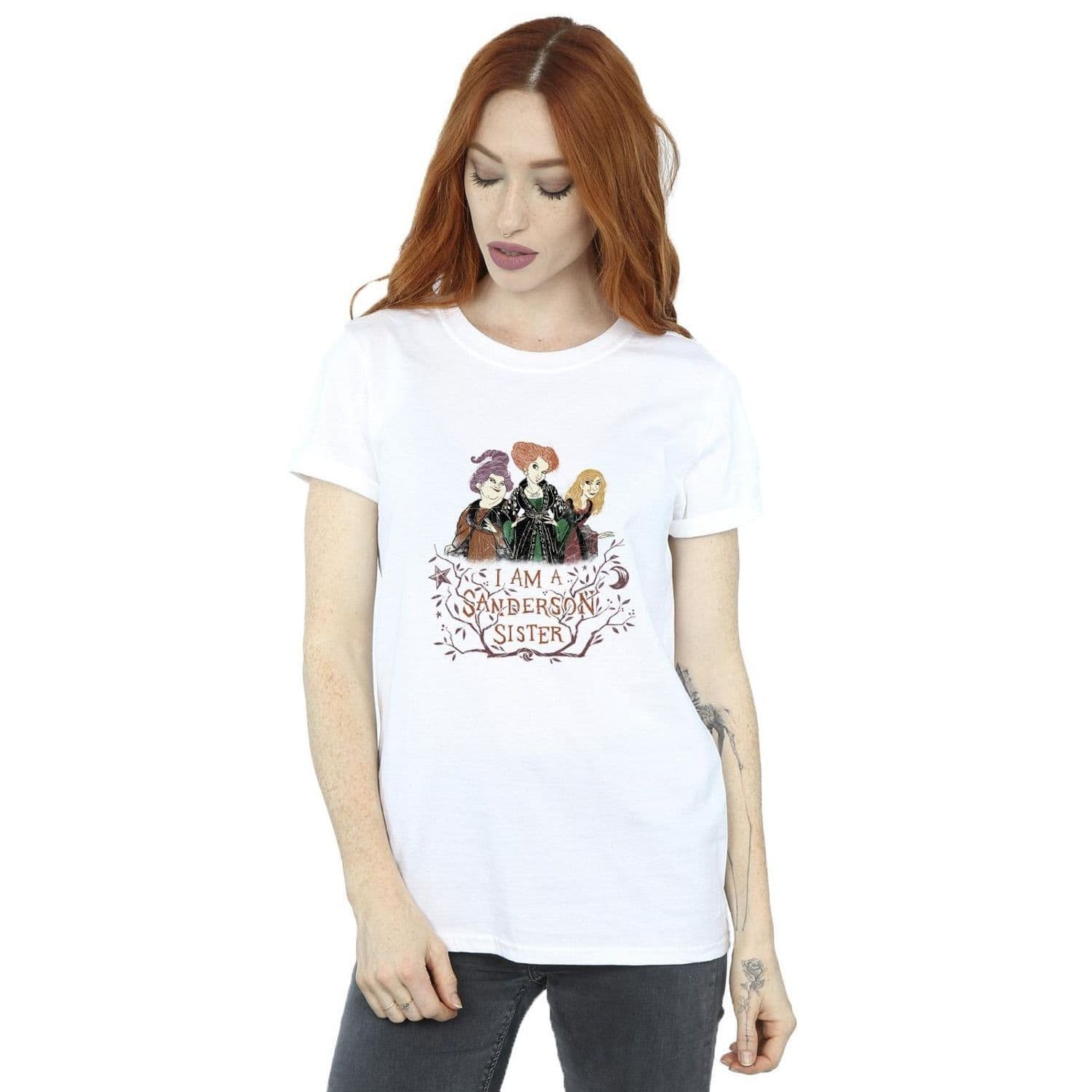 Hocus Pocus Sanderson Sister Cotton Boyfriend T Shirt