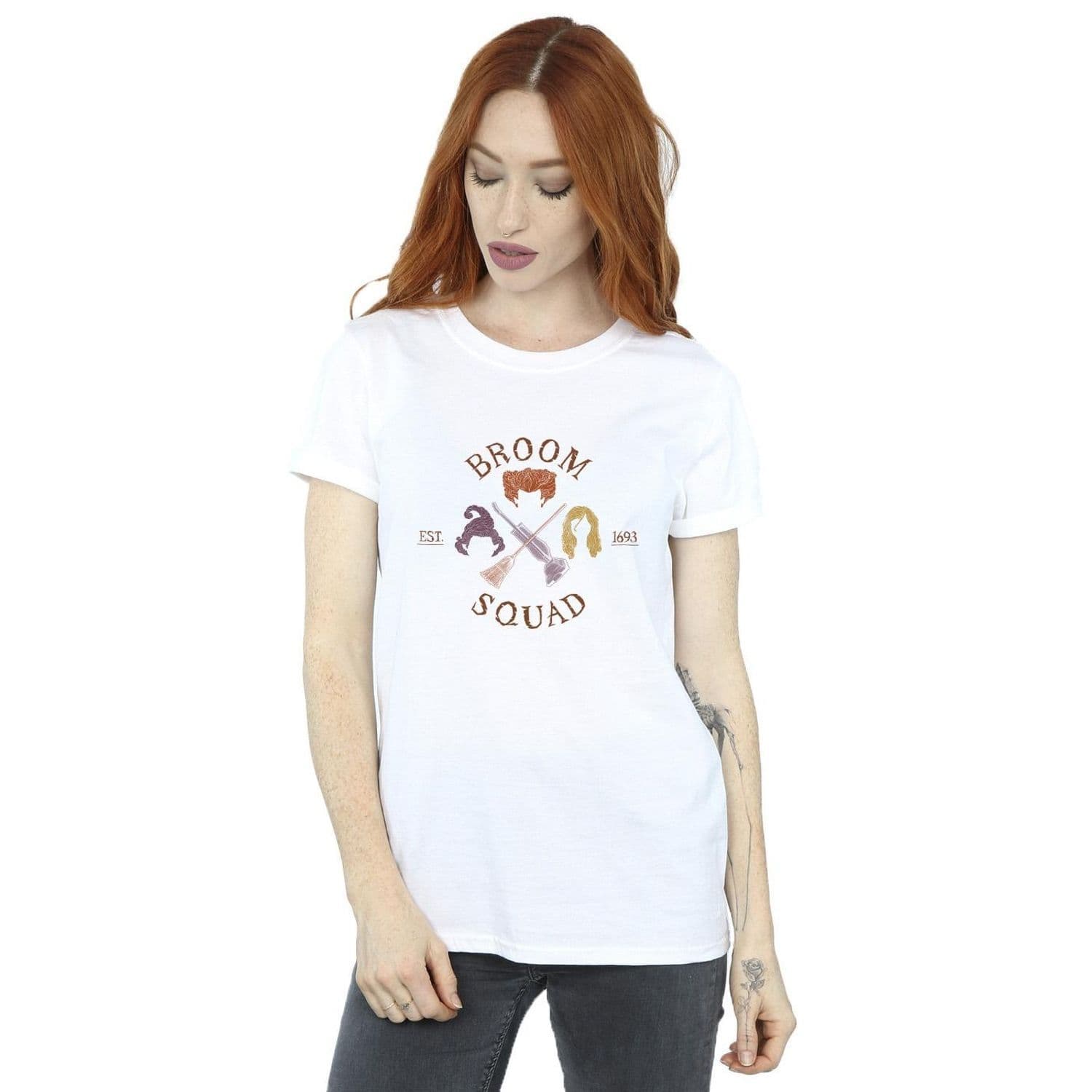Hocus Pocus Broom Squad 93 Cotton Boyfriend T Shirt