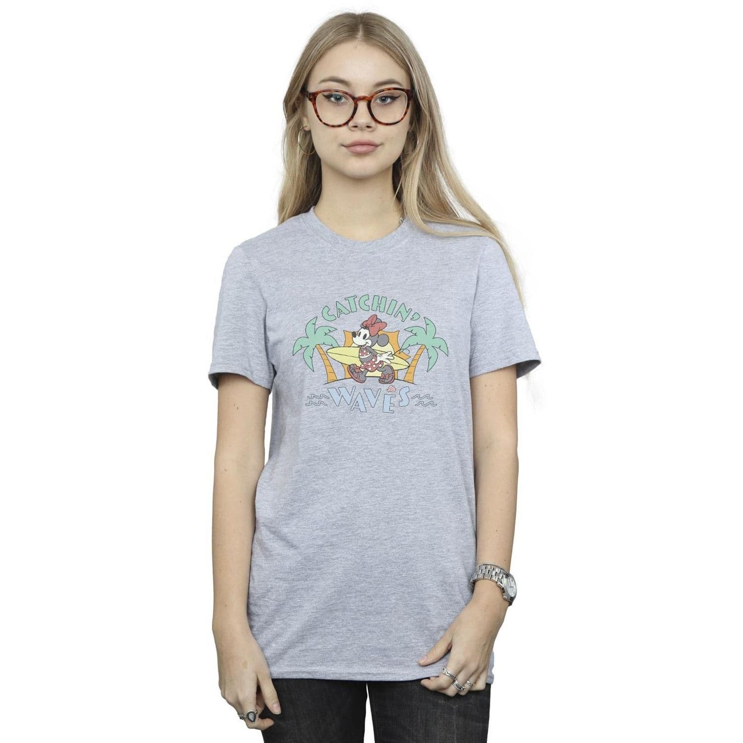 Minnie Mouse Catchin Waves Cotton Boyfriend T Shirt