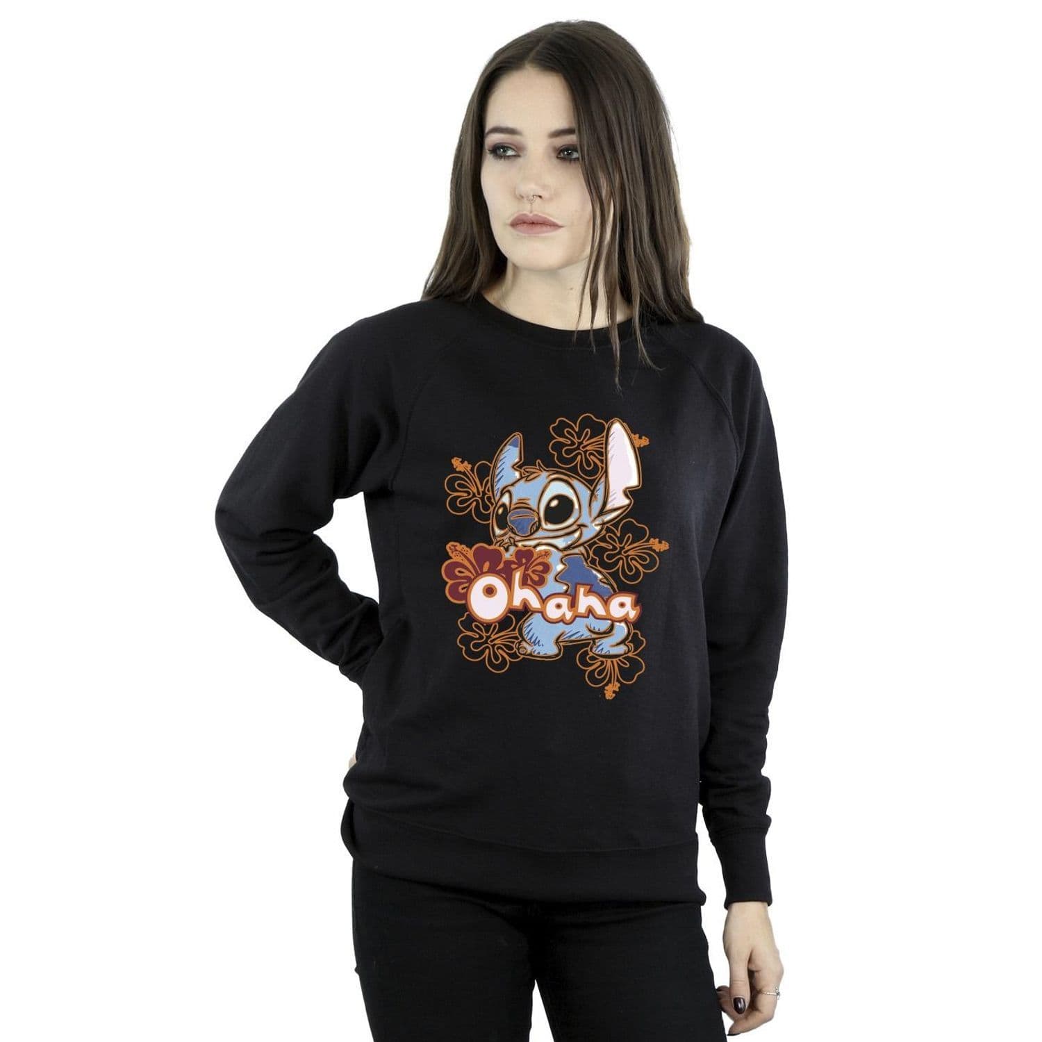 Lilo & Stitch Ohana Orange Hibiscus Sweatshirt