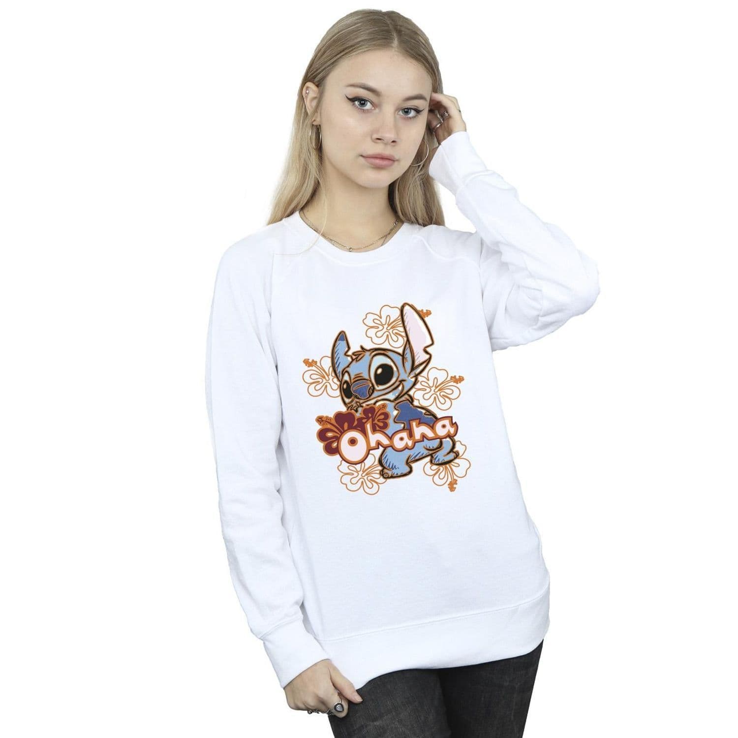 Lilo & Stitch Ohana Orange Hibiscus Sweatshirt