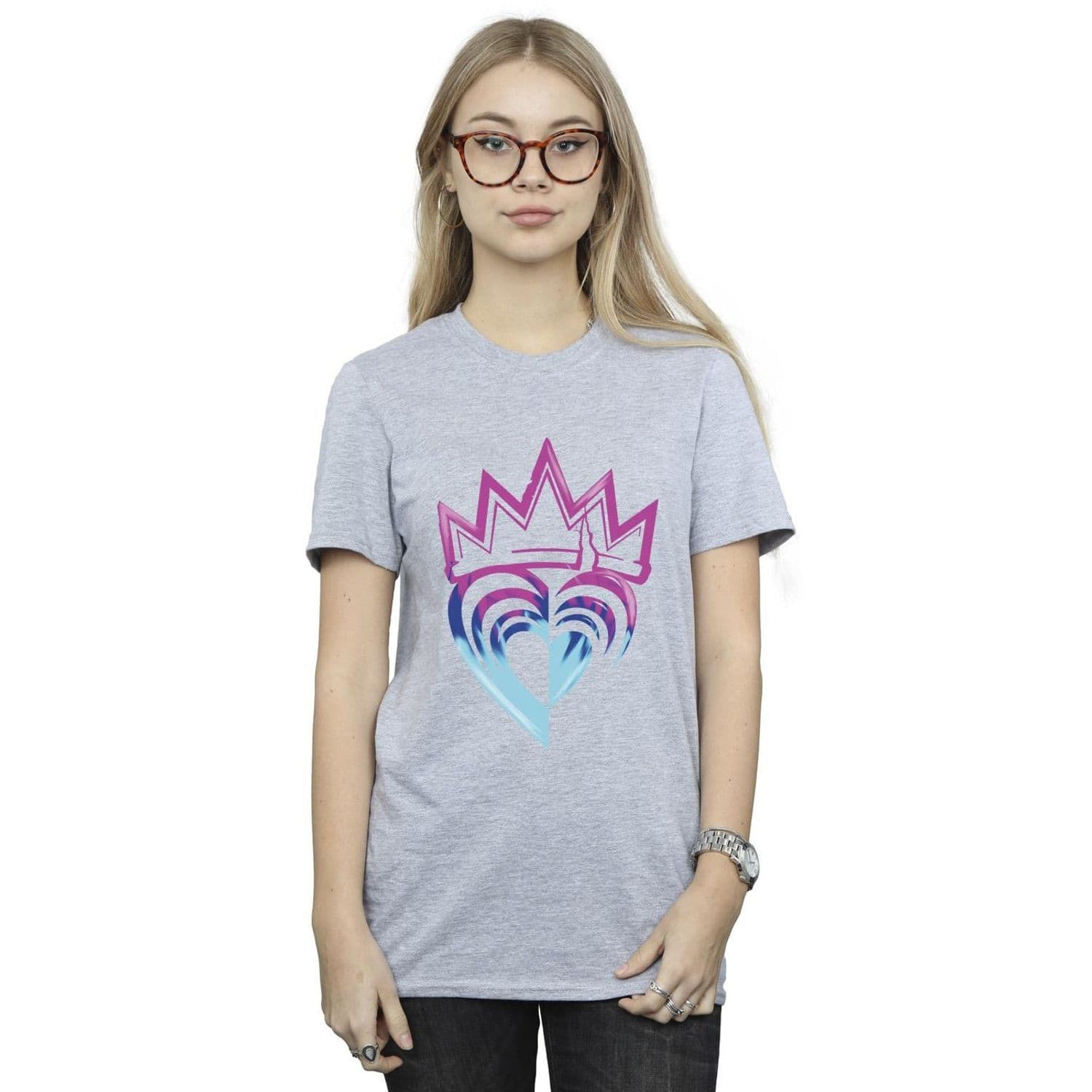 Descendants Crown Cotton Boyfriend T Shirt Grey