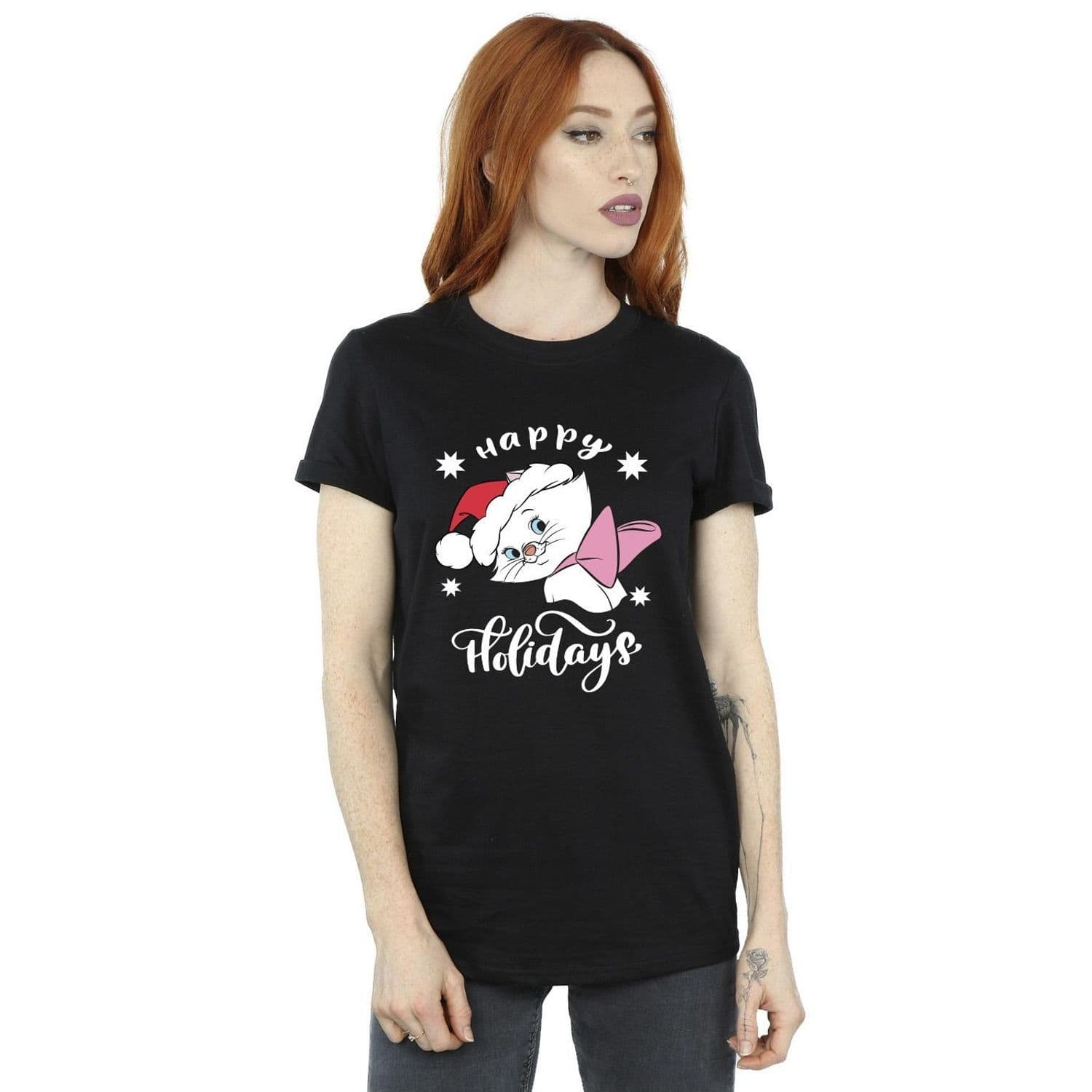 Aristocats Happy Holidays Cotton Boyfriend T Shirt