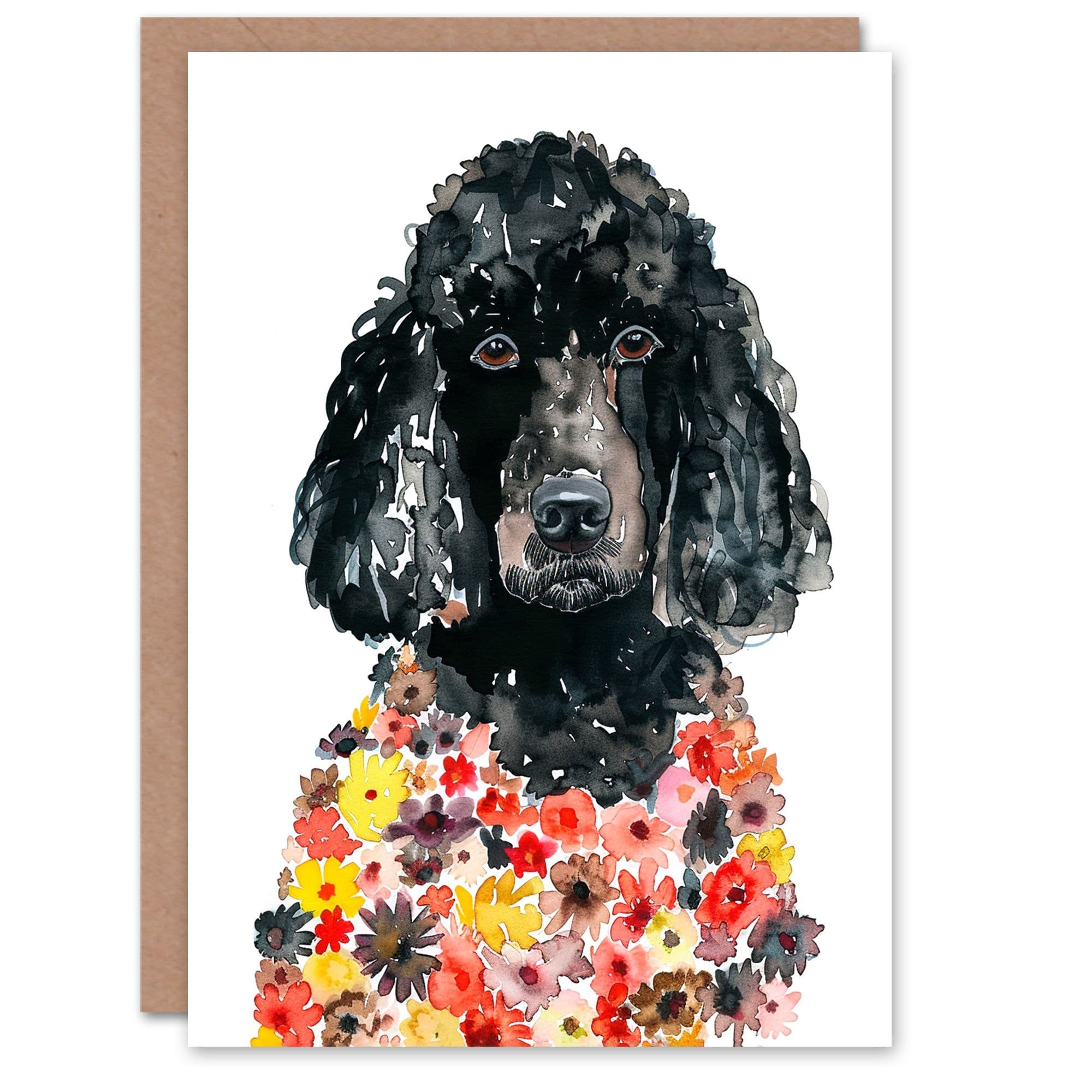 Poodle Colourful Flower Fur Coat Dog Lover Birthday Card