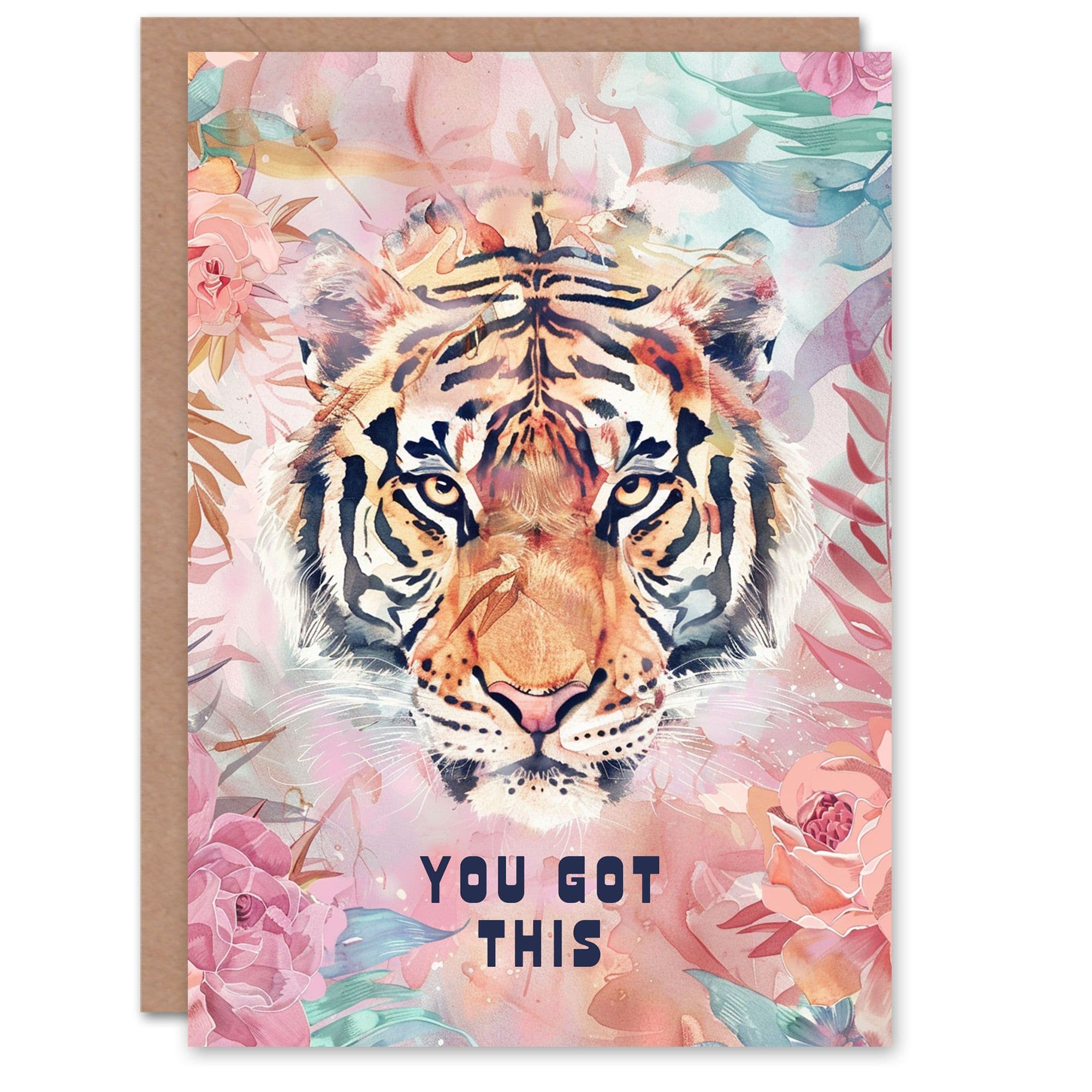 You Got This Bohemian Tiger Floral Watercolour Good Luck Card