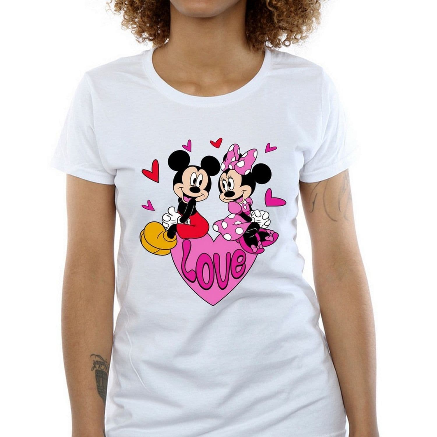 Love Heart Mickey & Minnie Mouse Cotton Boyfriend T Shirt