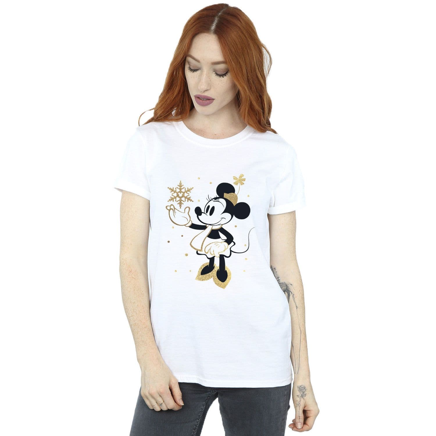 Minnie Mouse Snowflake Cotton Boyfriend T Shirt