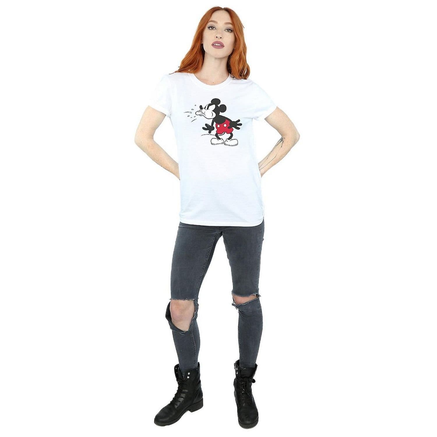 Mickey Mouse Tongue Cotton Boyfriend T Shirt