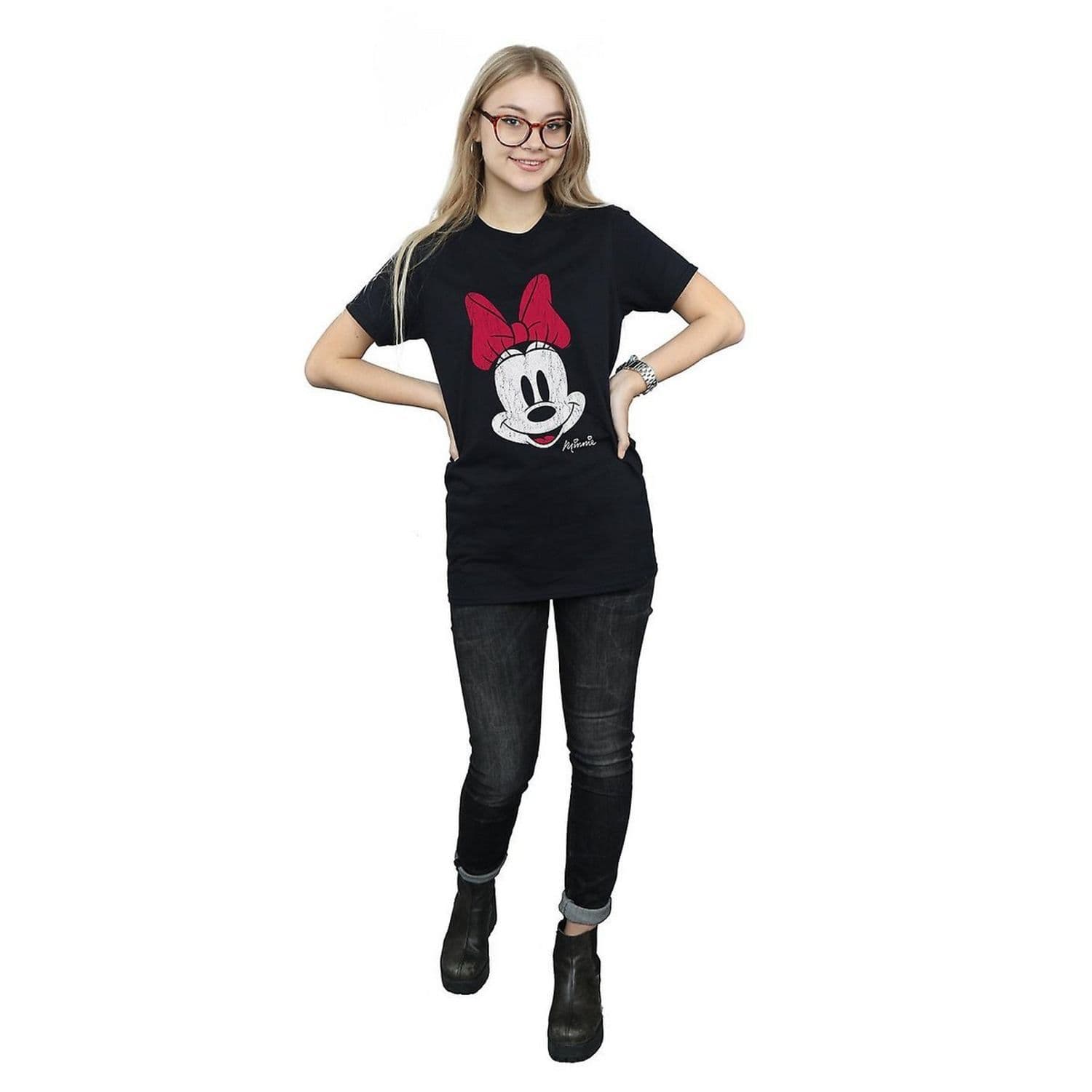 Minnie Mouse Distressed Cotton Boyfriend T Shirt