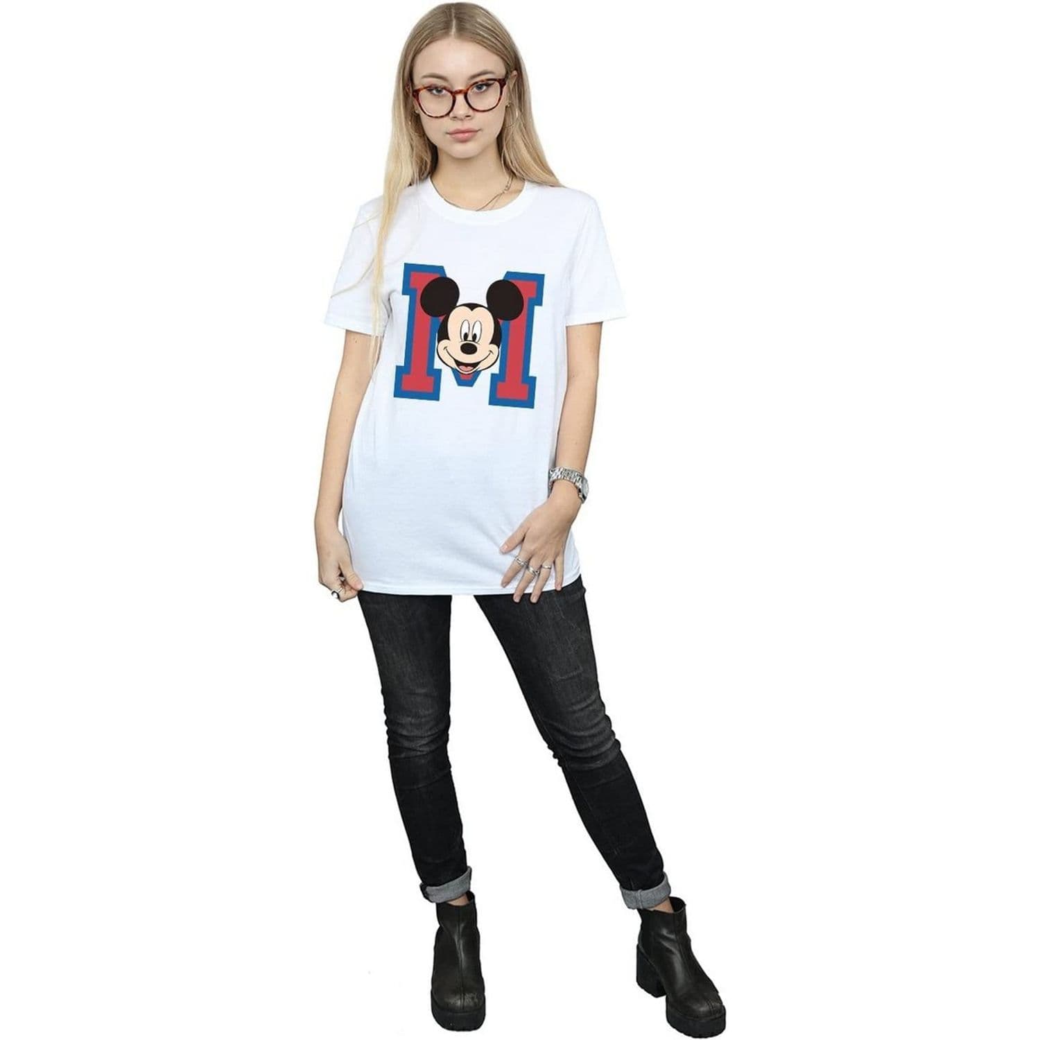 M Mickey Mouse Cotton Boyfriend T Shirt