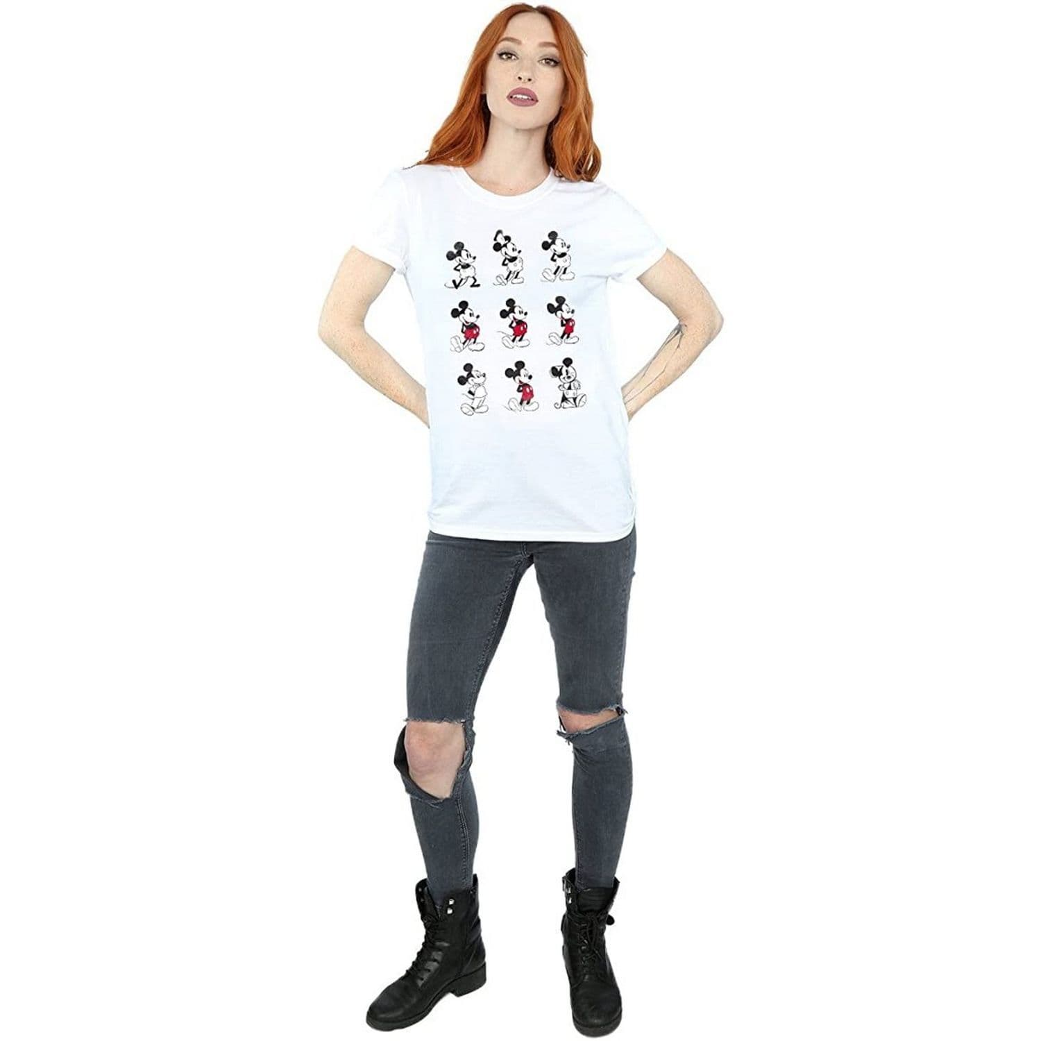 Mickey Mouse Evolution Cotton Boyfriend T Shirt