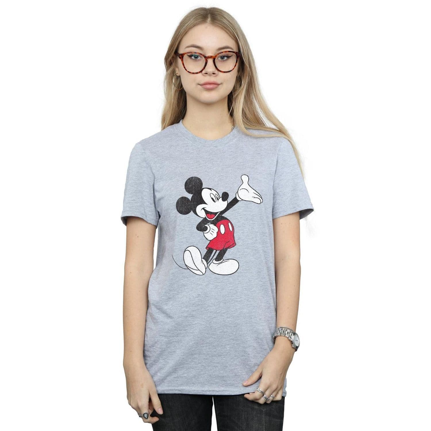 Traditional Wave Mickey Mouse Boyfriend T Shirt