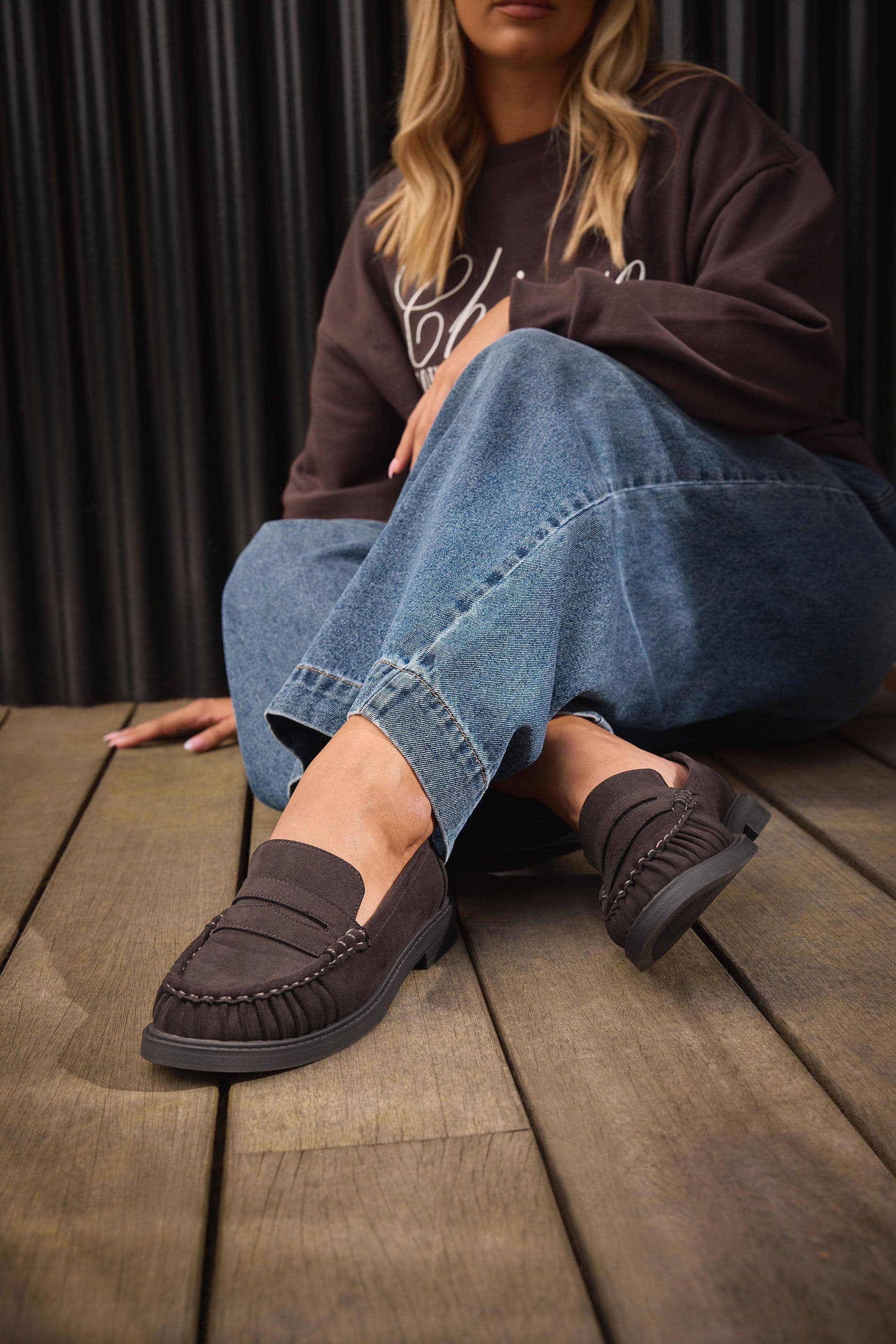Faux Suede Ruched Front Loafers Extra Wide EEE Fit 6EEE