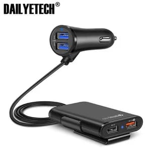USB Port Quick Charge 3.0 Backseat Car Charger Long Cable