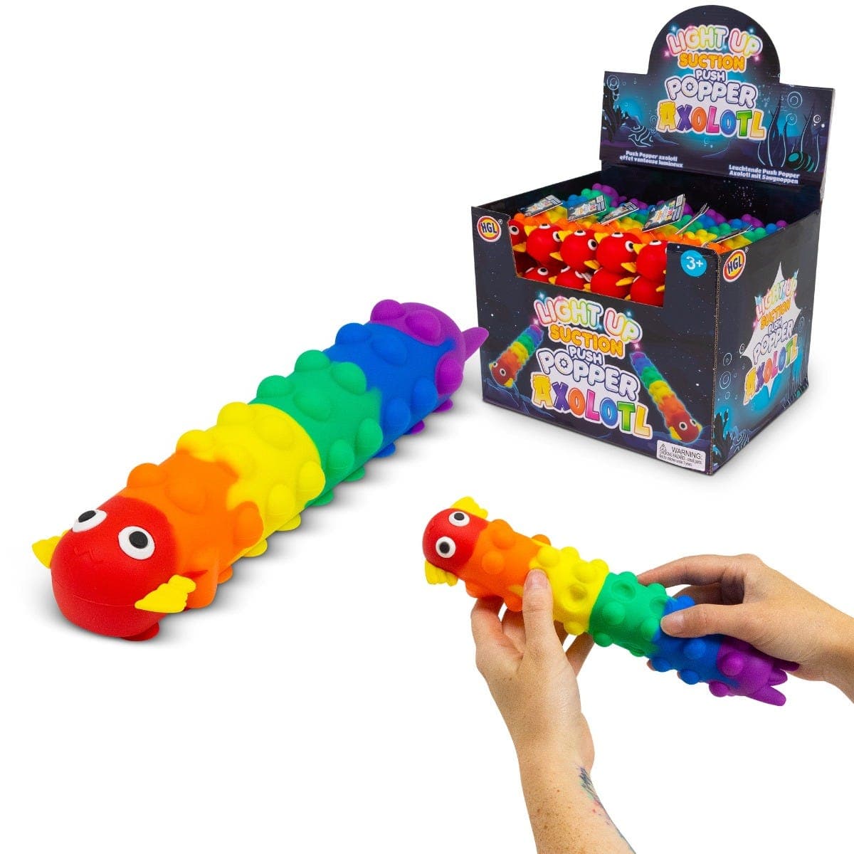 Axolotl Light Up Suction Push Popper Large