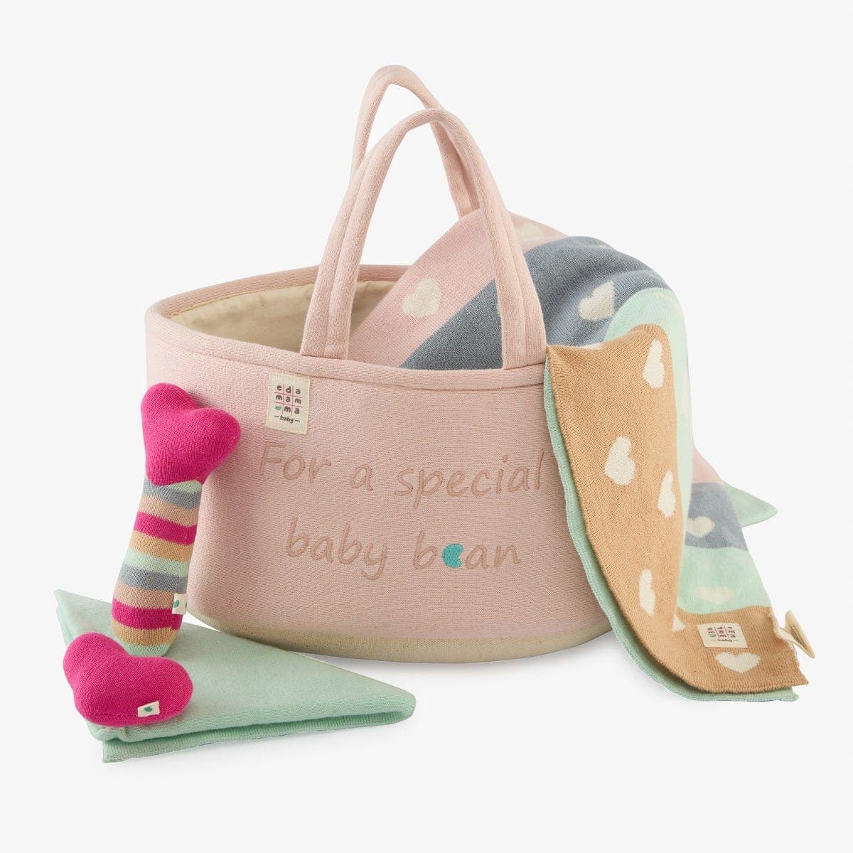 Blanket Rattle Cuddle Cloth & Basket 4 Pcs Gift Sets