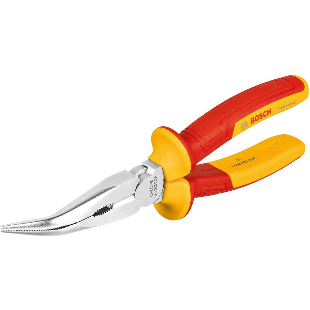 VDE Insulated 40 Degree Bent Long Nose Pliers 200mm