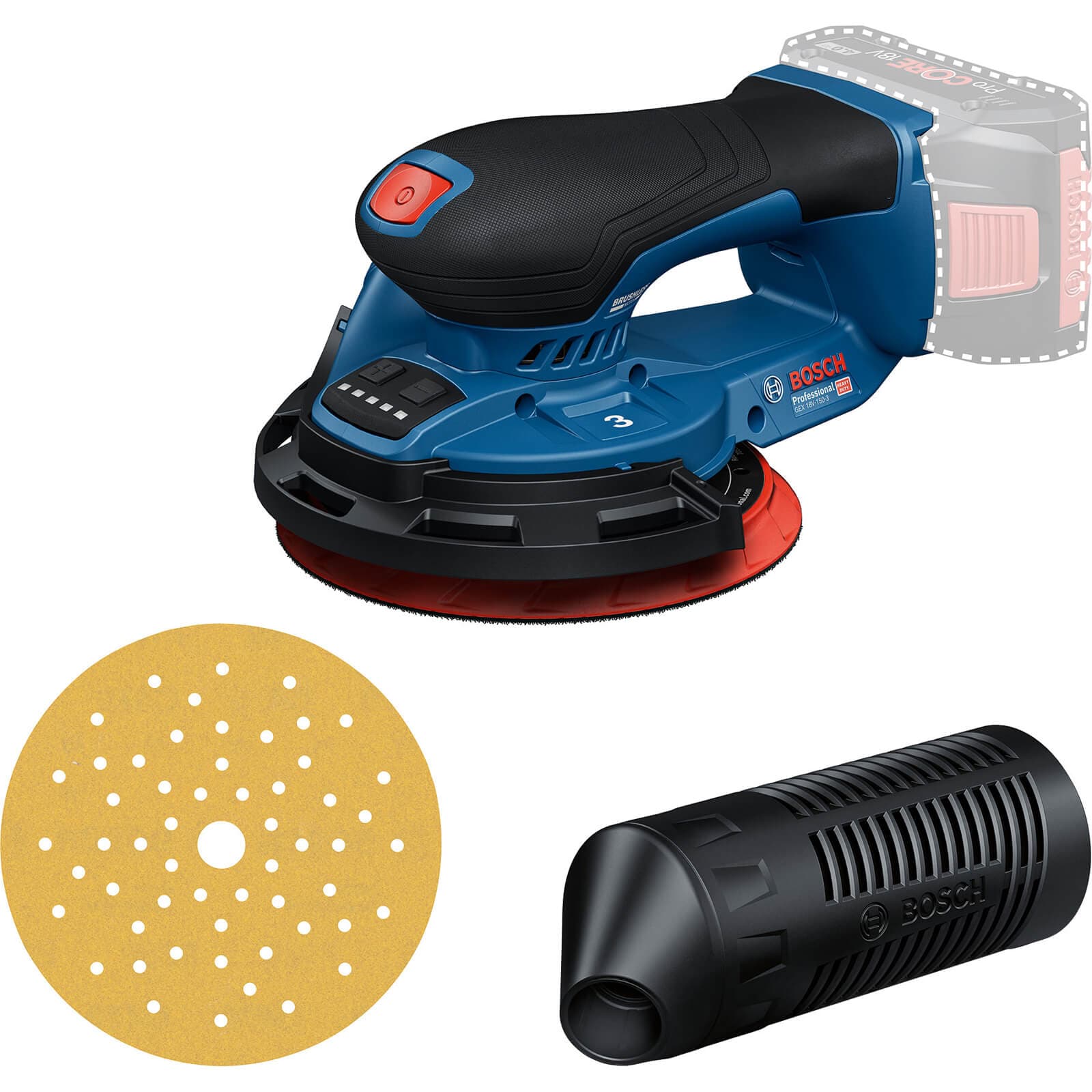 GEX 18V 150 3 18v Cordless Random Orbit Sander 150mm No Batteries No Battery Charger No Case