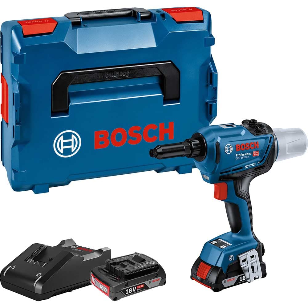 GRG 18V 16 C 18v Cordless Brushless Pop Rivet Gun 2 x 2ah Li ion Battery Charger Case