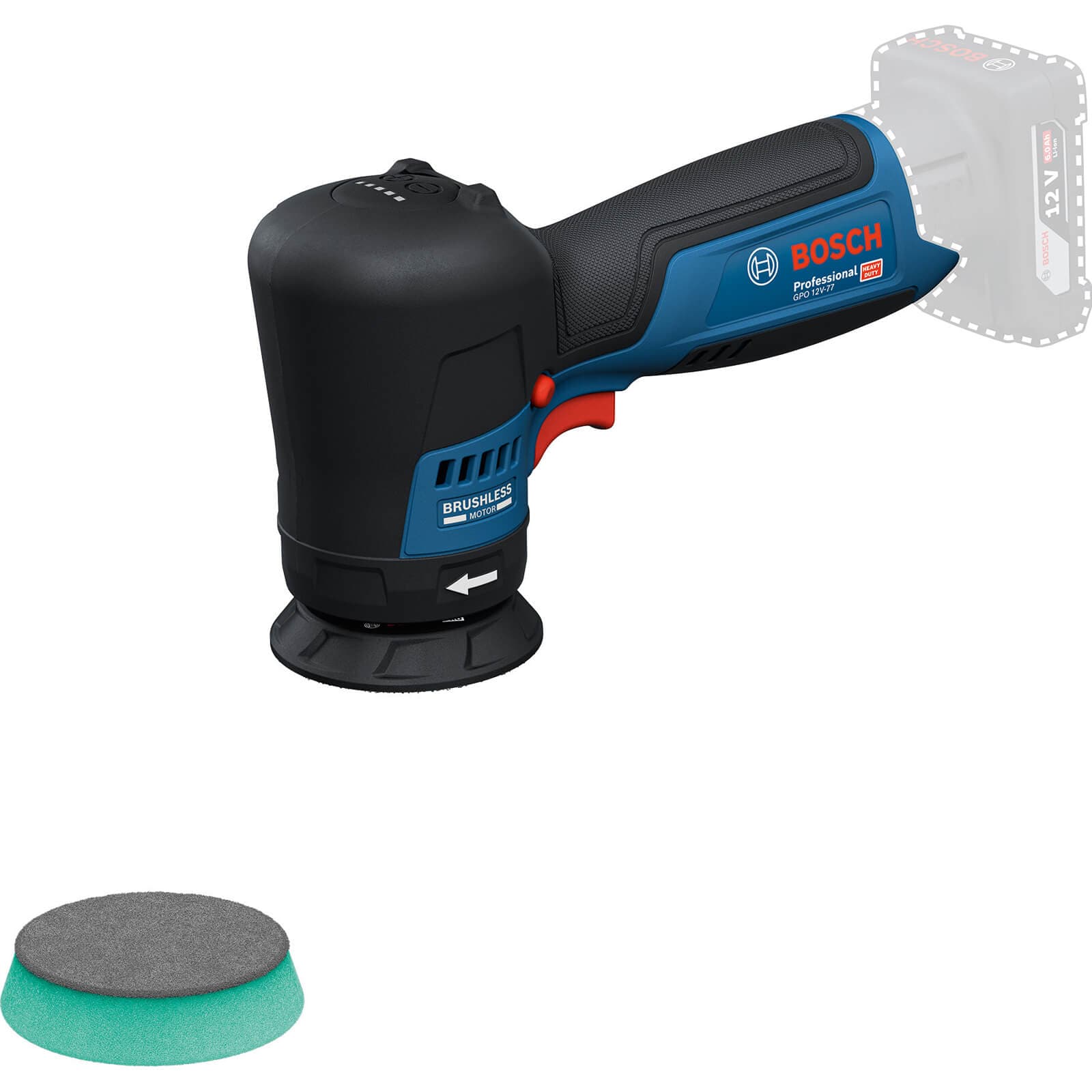 GPO 12V 77 12v Cordless Spot Repair Polisher 77mm No Batteries No Charger No Case