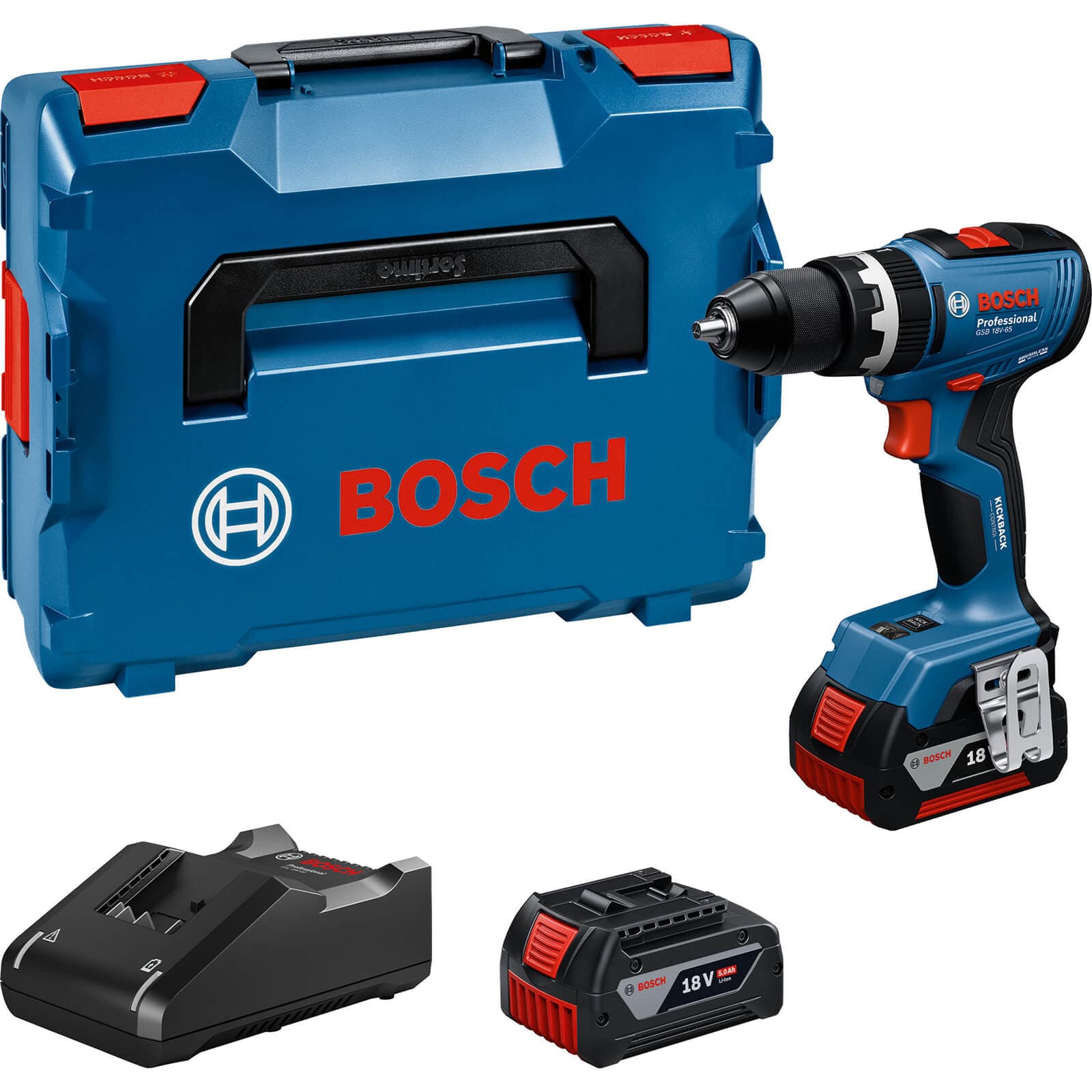 GSB 18V 65 18v Cordless Brushless Combi Drill 2 x 5ah Li ion Battery Charger Case