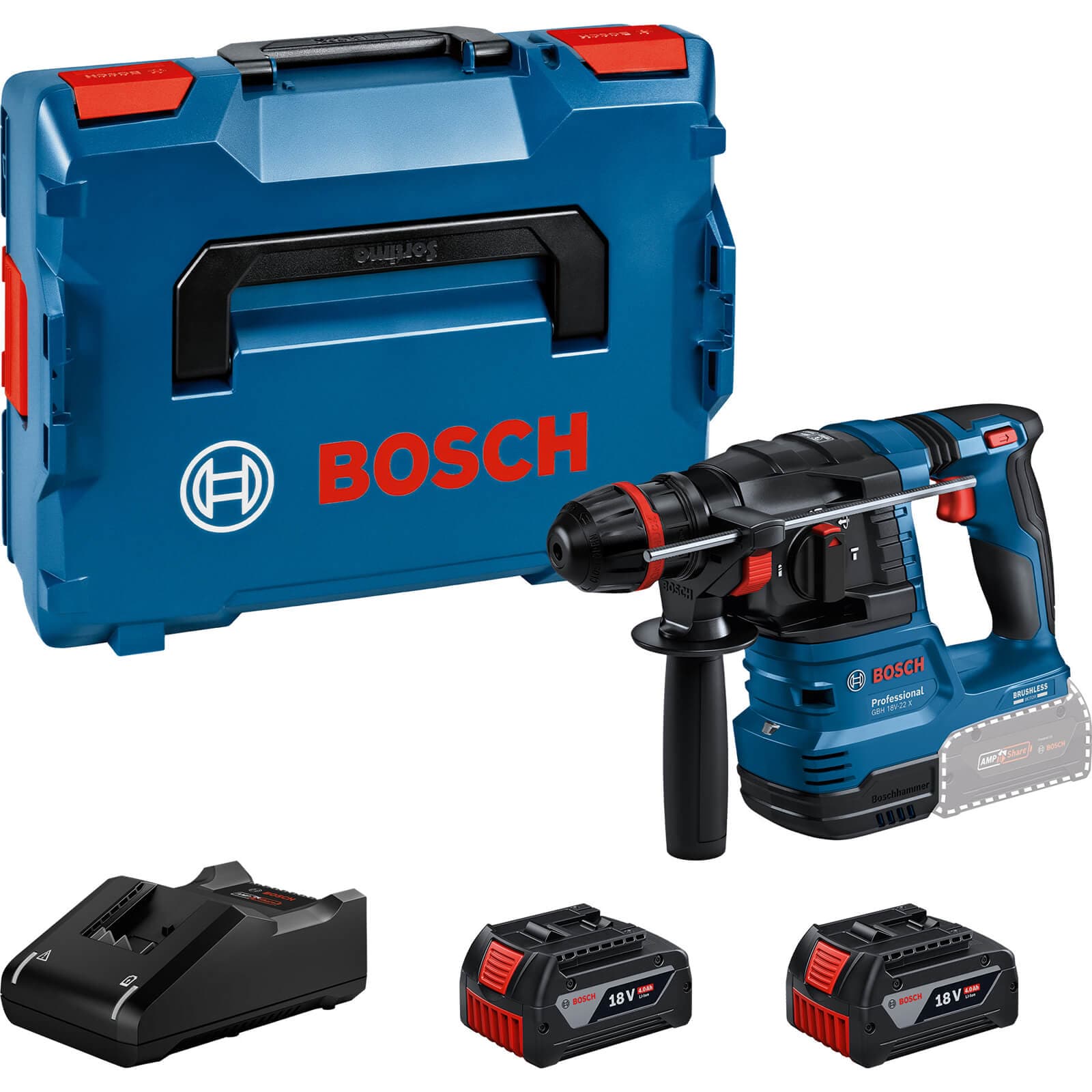 GBH 18V 22 X 18v Cordless SDS Plus Hammer Drill 2 x 4ah Li ion Charger Case