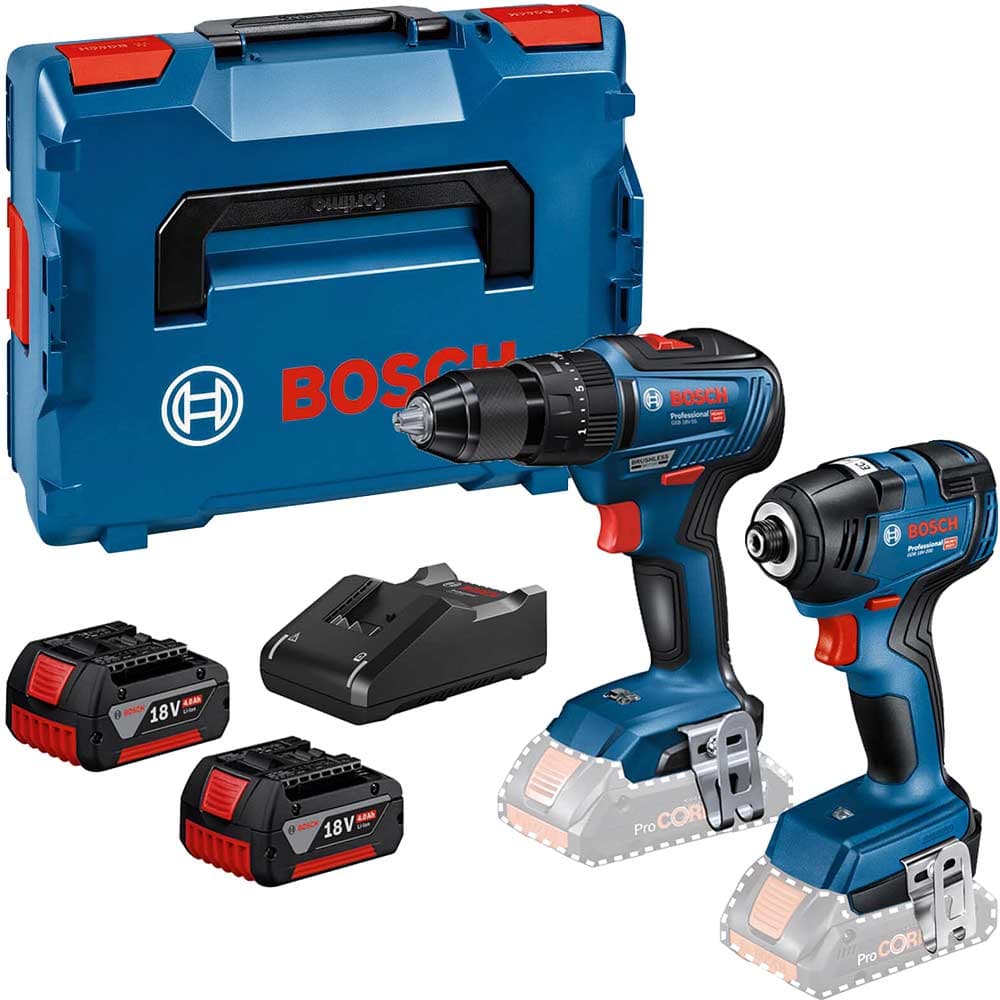 18v Cordless Brushless Combi Drill Impact Driver Kit 2 x 4ah Li ion Battery Charger Case
