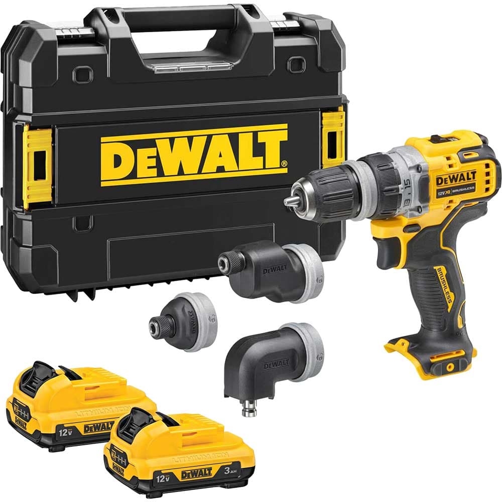 DeWalt DCD703 12v XR Cordless Brushless Multi Head Drill Driver 2 x 3ah Li-ion Battery Charger Case