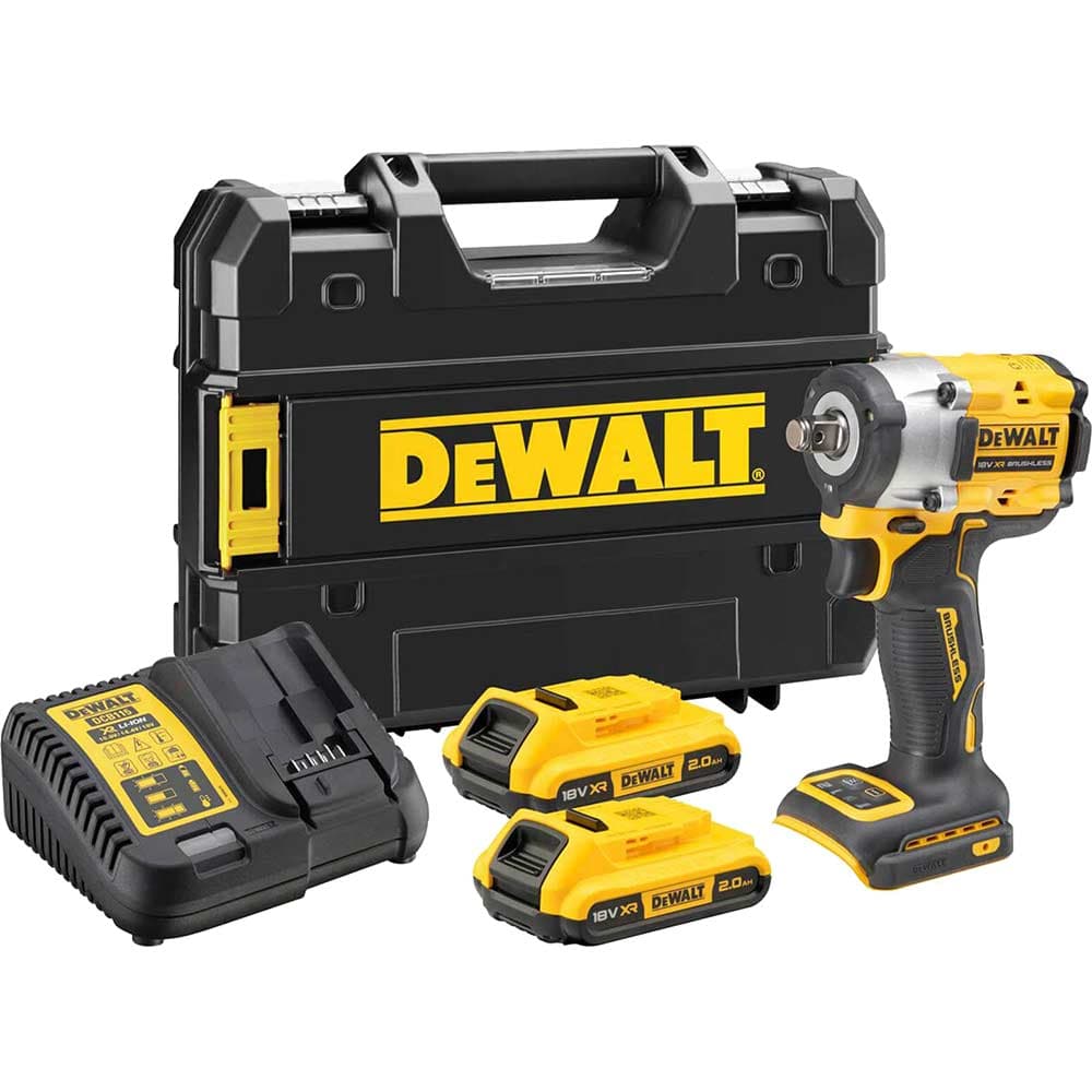 DeWalt DCF921 18v XR Cordless Brushless 1/2" Compact Impact Wrench 2 x 2ah Li-ion Battery Charger Case