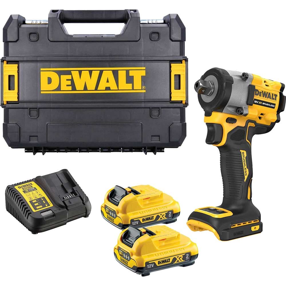 DeWalt DCF922 18v XR Cordless Brushless 1/2" Compact Impact Wrench 2 x 2ah Li-ion Battery Charger Case