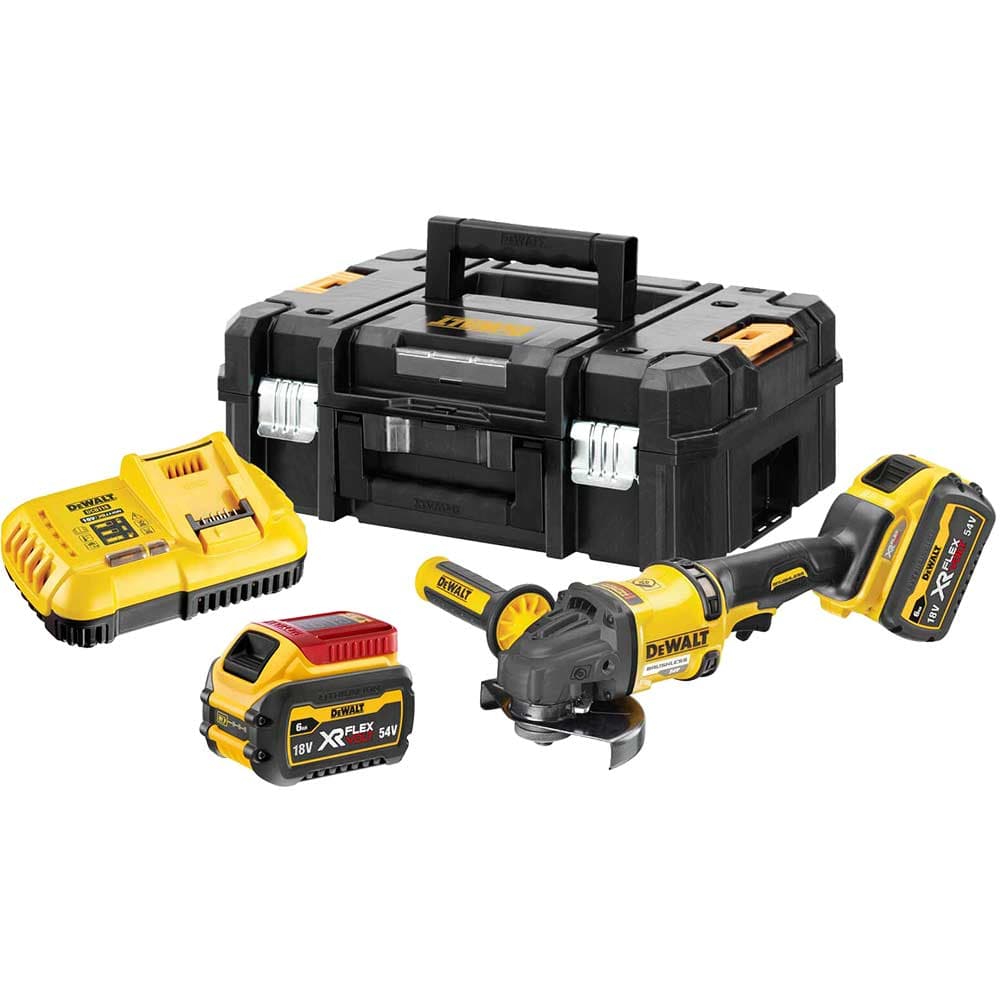 DeWalt DCG418 54v XR Cordless Brushless FLEXVOLT High Power Angle Grinder 125mm 2 x 6ah Li-ion Battery Charger Case