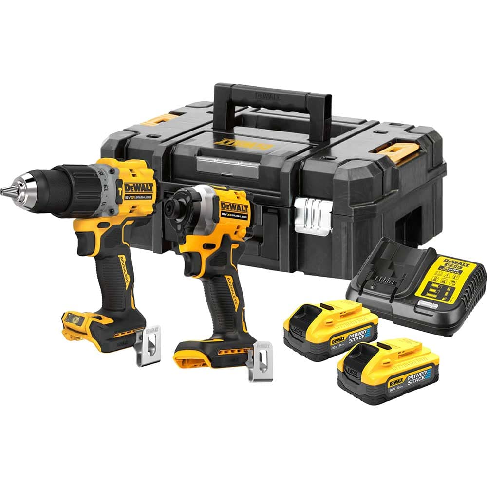 DeWalt DCK2050 18v XR Cordless Brushless Combi Drill and Impact Driver 2 x 5ah Li-ion Powerstack Battery Charger Case