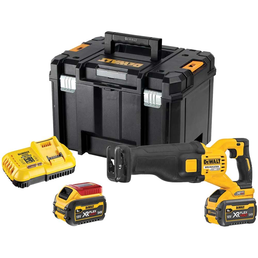 DeWalt DCS389 54v XR Cordless Brushless FLEXVOLT High Power Reciprocating Saw 2 x 9ah Li-ion Battery Charger Case
