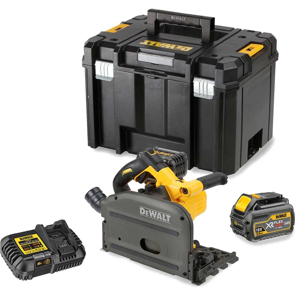 DeWalt DCS520 54v XR Cordless Brushless FlexVolt Plunge Saw 165mm 2 x 6ah Li-ion Battery Charger Case