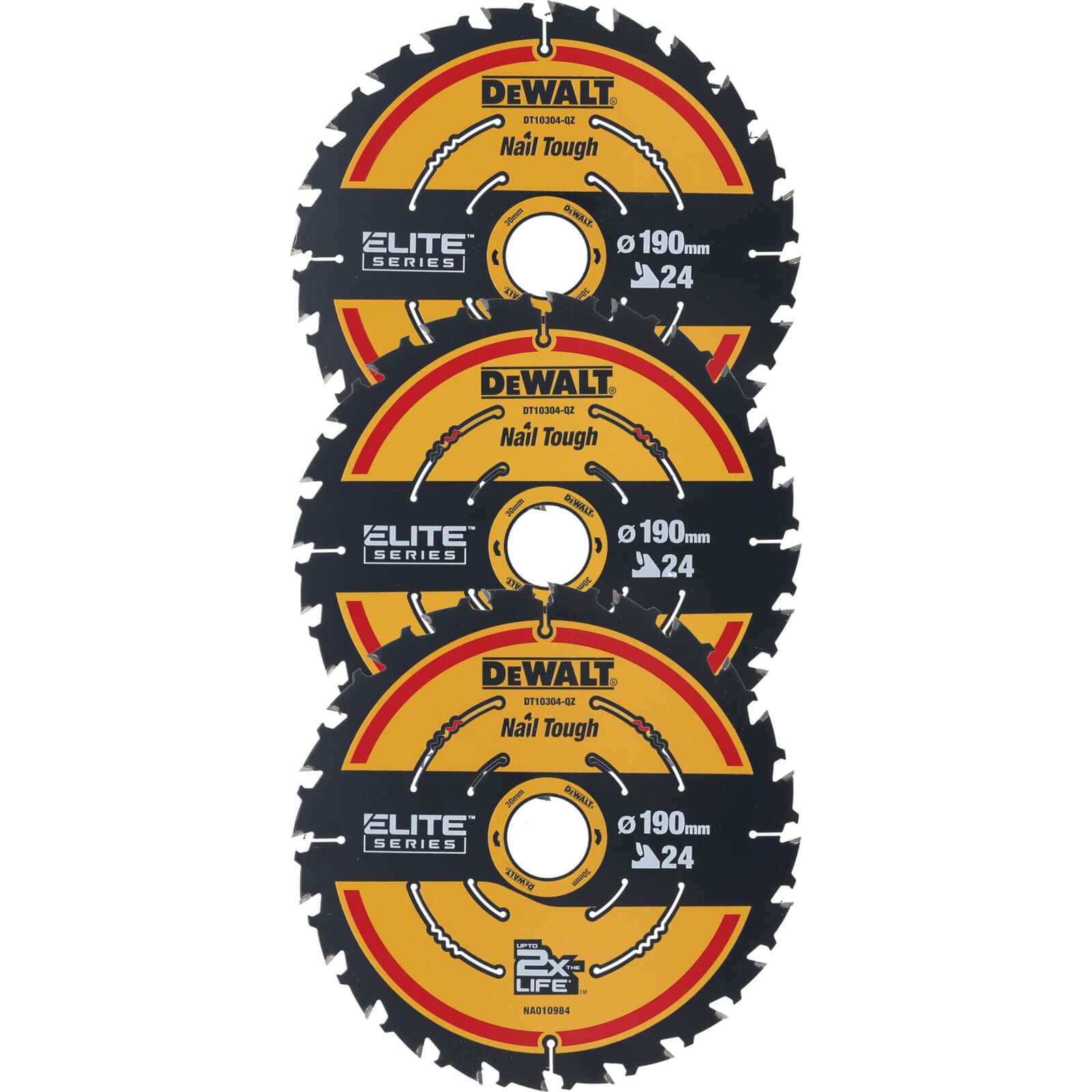 DeWalt Elite Extreme 3 Piece 190mm Circular Saw Blade Set 190mm 24T 30mm