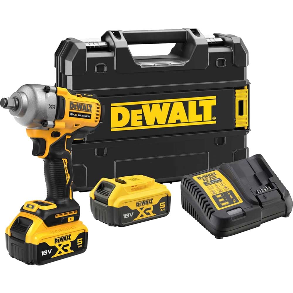 DeWalt DCF891 18v XR Cordless Brushless 1/2" Compact High Torque Wrench 2 x 5ah Li-ion Battery Charger Case