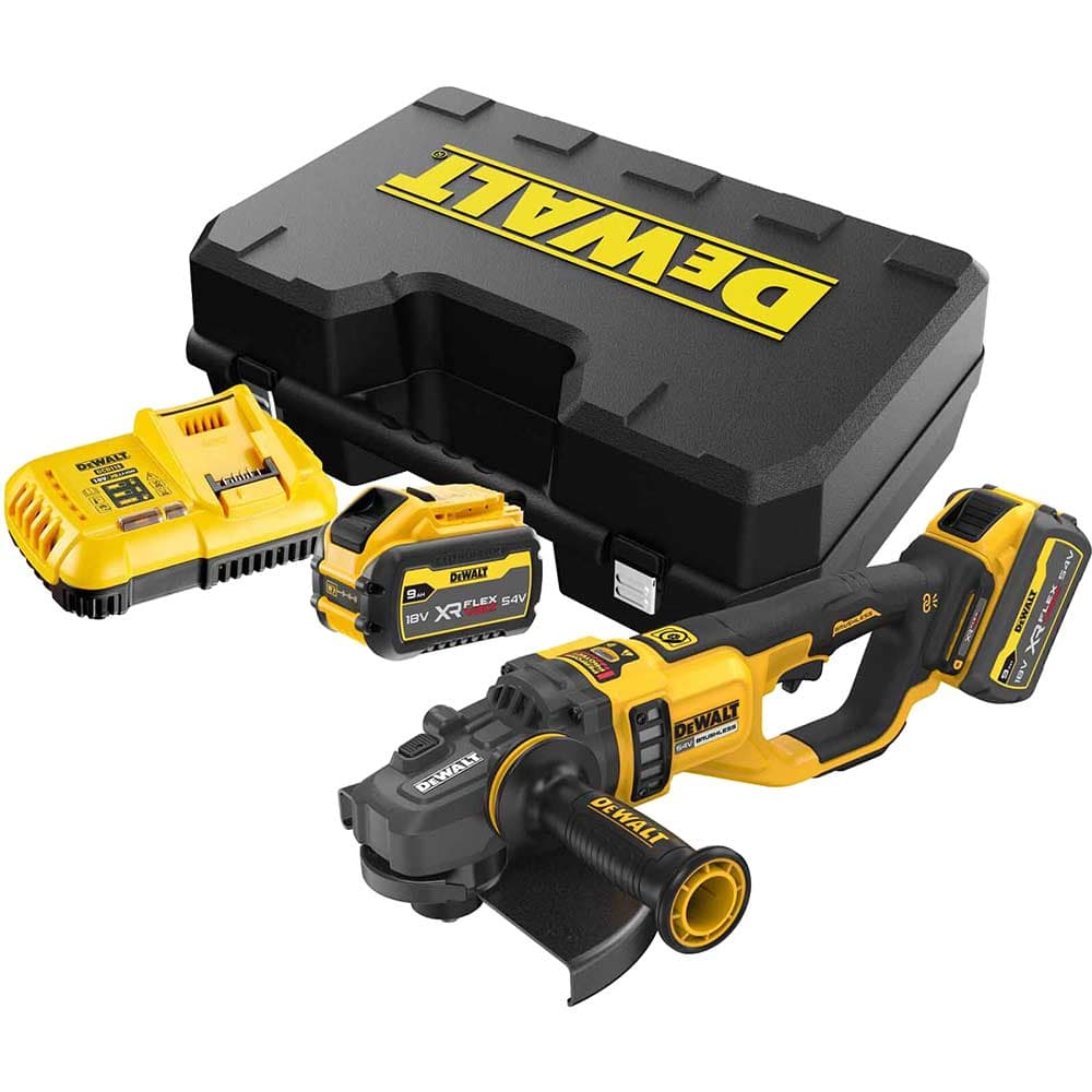 DeWalt DCG460 54v XR Cordless FLEXVOLT Angle Grinder 230mm 2 x 9ah Li-ion Battery Charger Case