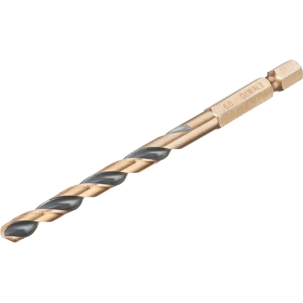 DeWalt Black and Gold Hex Impact HSS Drill Bit 6mm Pack of 1