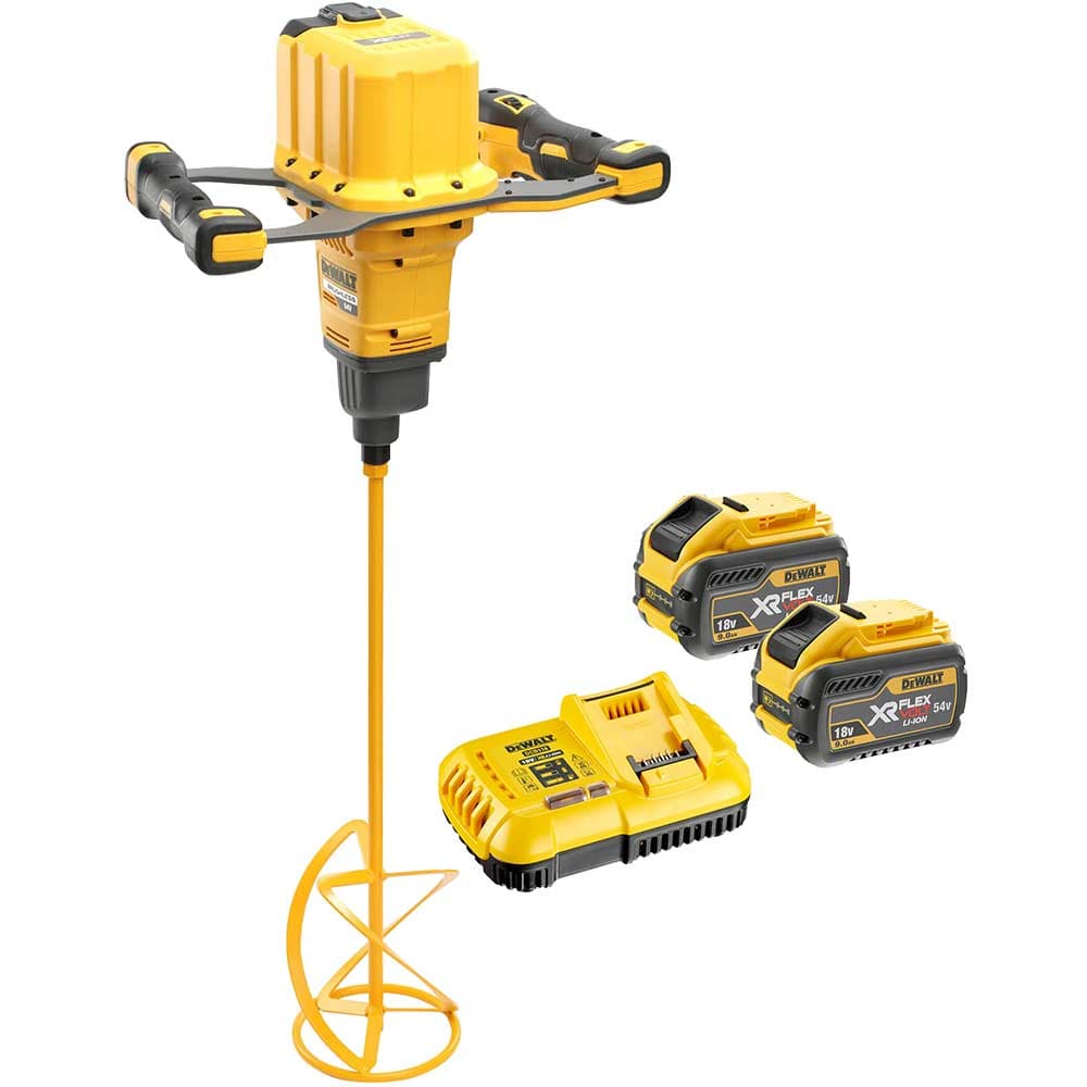 DeWalt DCD240 54v XR Cordless Brushless FLEXVOLT Paddle Mixer 2 x 9ah Li-ion Battery Charger No Case