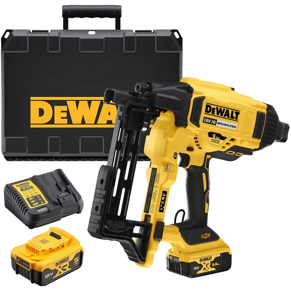 DeWalt DCFS950 18v XR Cordless Brushless Fencing Stapler 2 x 5ah Li-ion Battery Charger Case