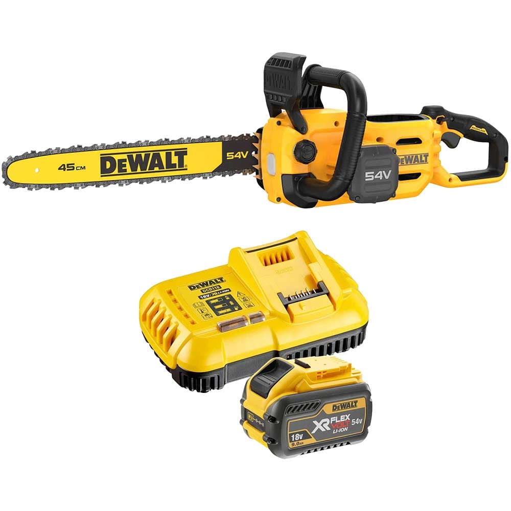 DeWalt DCMCS574 54v XR Cordless FLEXVOLT High Powered Chainsaw 450mm 1 x 9ah Li-ion Battery Charger
