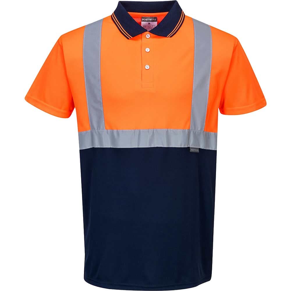 Hi Vis Contrast Polo Short Sleeve Shirt Orange