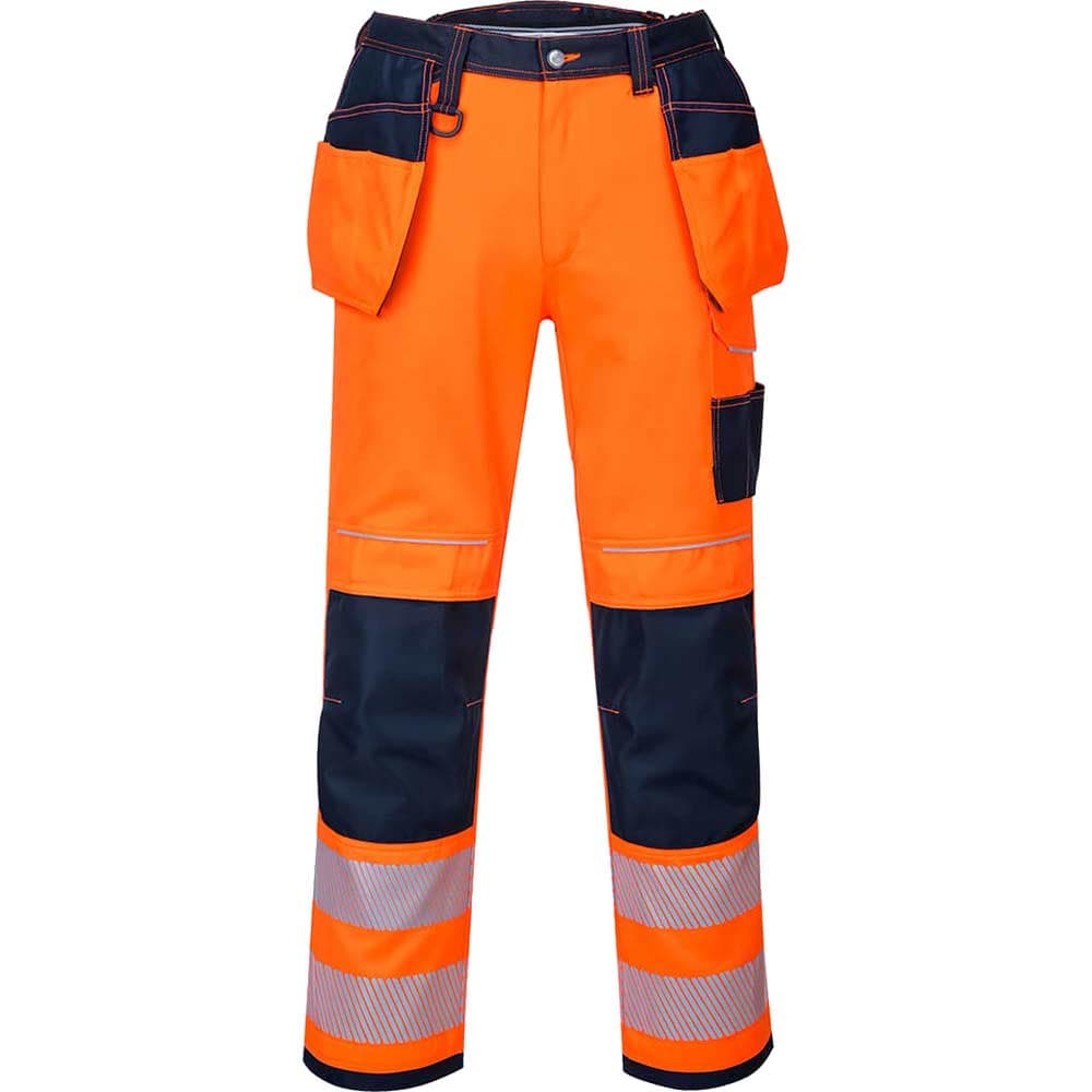 PW3 Hi Vis Holster Pocket Work Trousers Orange 42" 29"